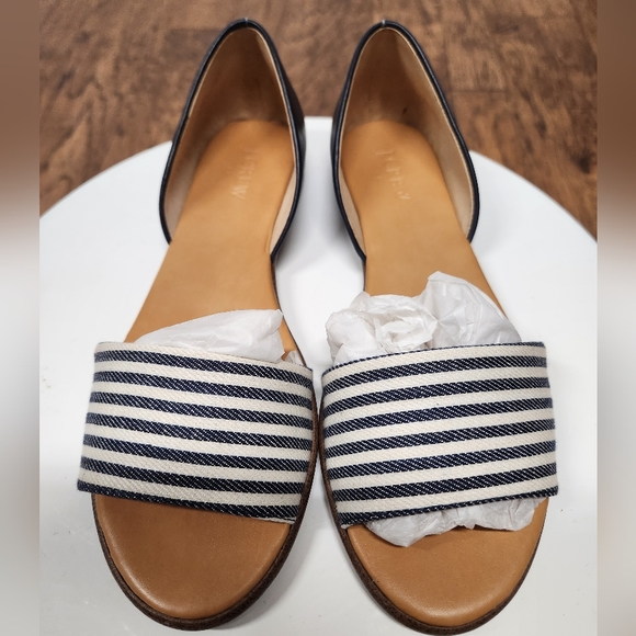 JCrew White/Navy Stripes Flat Shoes - Picture 2 of 6